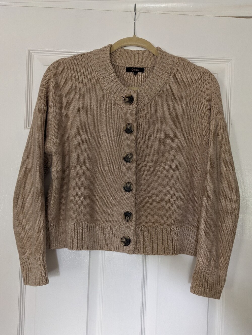 Quince Cropped Cardigan In Cement Marl